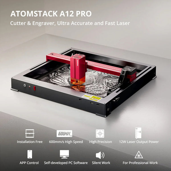 ATOMSTACK A12 Pro Laser Engraving Machine 600mm/s High Speed Precise Positioning Unibody Frame CNC Laser Engraver DIY Plotter