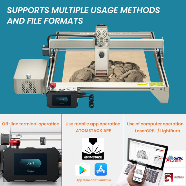 ATOMSTACK X30 Pro 160W Laser Machine De Gravure De Coupe Acrylique Bois CNC Métal Graveur Double Air Assist APP Contrôle