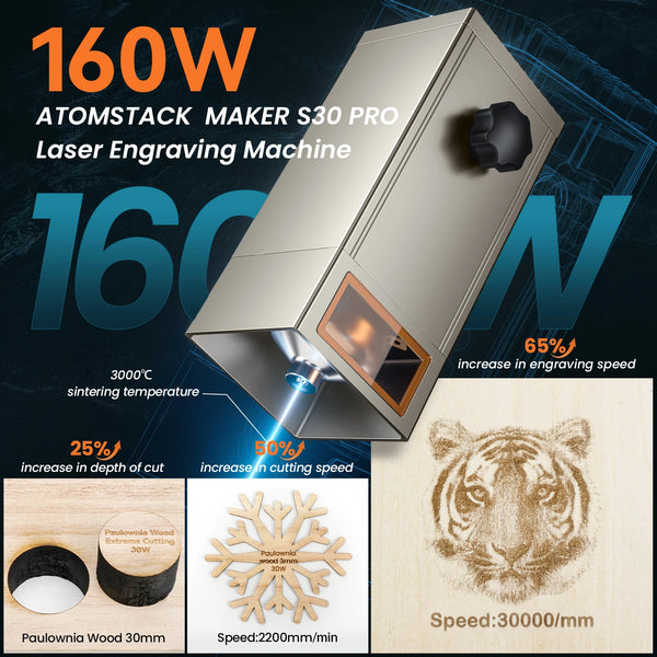 ATOMSTACK X30 Pro 160W Laser Machine De Gravure De Coupe Acrylique Bois CNC Métal Graveur Double Air Assist APP Contrôle